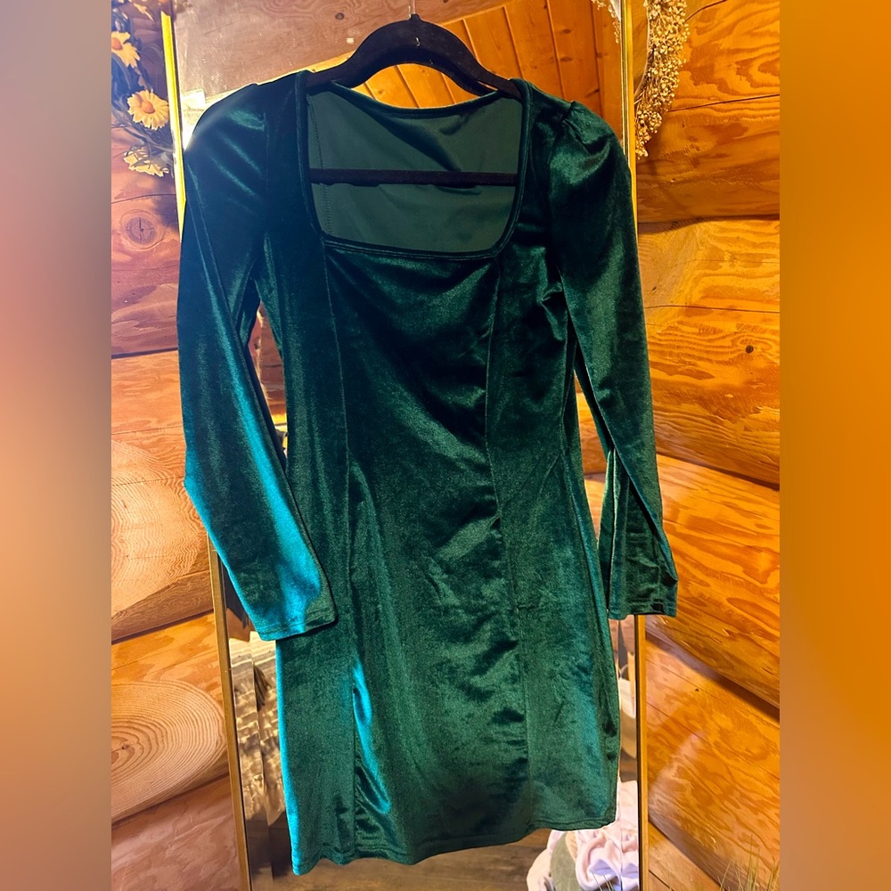 Emerald Green Velvet Dress